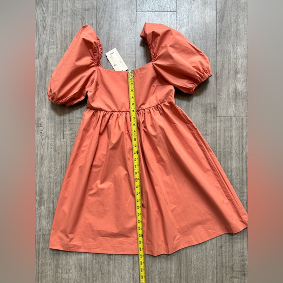 NWT Mango Miri Puffed Sleeve Mini Dress - Coral Pink 100% Cotton - Size XS - Picture 11 of 16